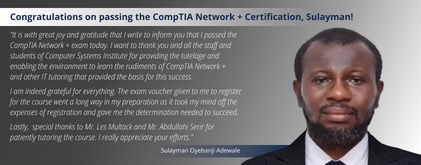 Sulayman testimonial Student Testimonial